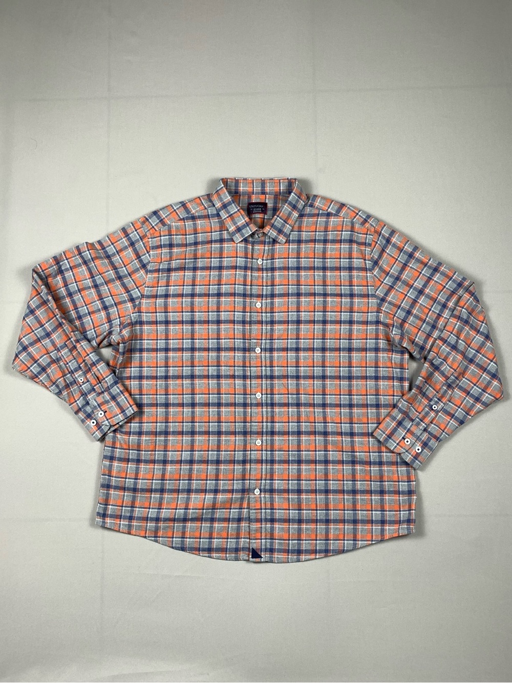 UNTUCKit Men's XXL Plaid Button-Down Shirt - Orange & Blue